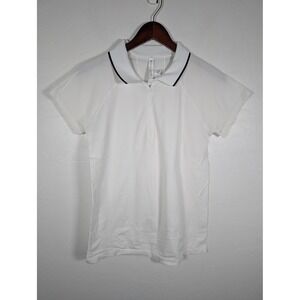 Athleta Polo Shirt Womens XL White Momentum Short Sleeve Lightweight Tennis Golf